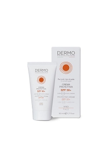 SPF 50+ Viso Crema Protettiva - La Crema protettiva SPF 50+ dalla texture morbida e leggera, senza effetto unto, indicata per il viso, collo e décolleté. Contiene un mix di filtri organici che garantisce una protezione molto alta e ad ampio spettro contro i raggi UVB e UVA e UVA lunghi.