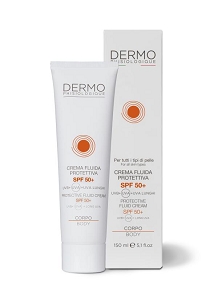 SPF 50+ Crema Corpo Protettiva - Crema protettiva SPF 50+ dalla texture leggera, facilmente spalmabile, che garantisce una pelle idratata, non unta e senza effetto bianco. Il sistema di filtri organici fotostabili certificati permette una protezione molto alta e ad ampio spettro