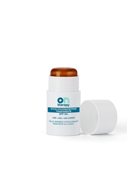 STICK FOTOPROTETTIVO TRASPARENTE SPF 50+ - Ontherapy® Stick Fotoprotettivo trasparente con SPF 50+ è uno stick dalla formula in gel solido con una protezione molto alta, specifico per proteggere le zone più sensibili e delicate di viso e corpo.